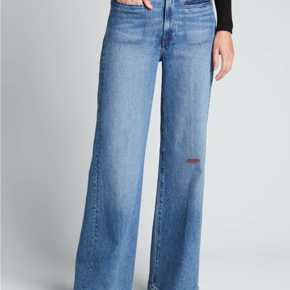 Frame Denim Blue Flare Wide Leg Jeans